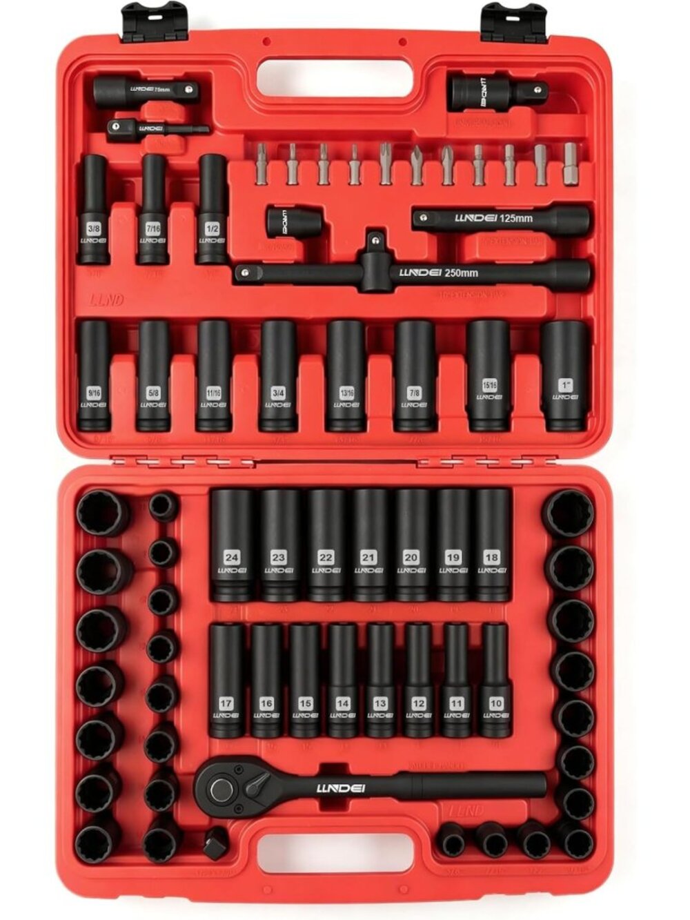 72-Piece 1/2" Drive Socket Set - 6 & 12-Point SAE/Metric CR-V Tool Kit